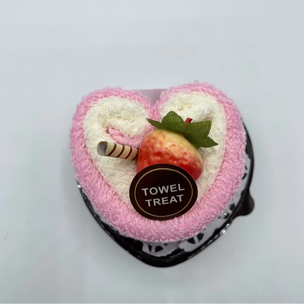 pink strawberry heart cake cotton microfiber bath hand face towel treat